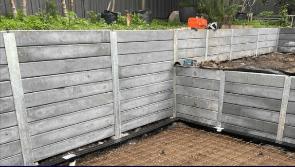 Concrete Sleeper Retaining Walls Installation